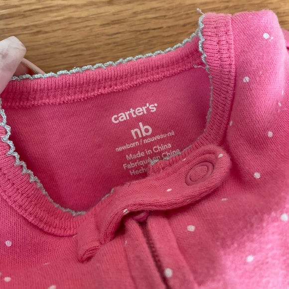 Carters Baby Girl Pink Onesie PJ set with mittens - Picture 8 of 14